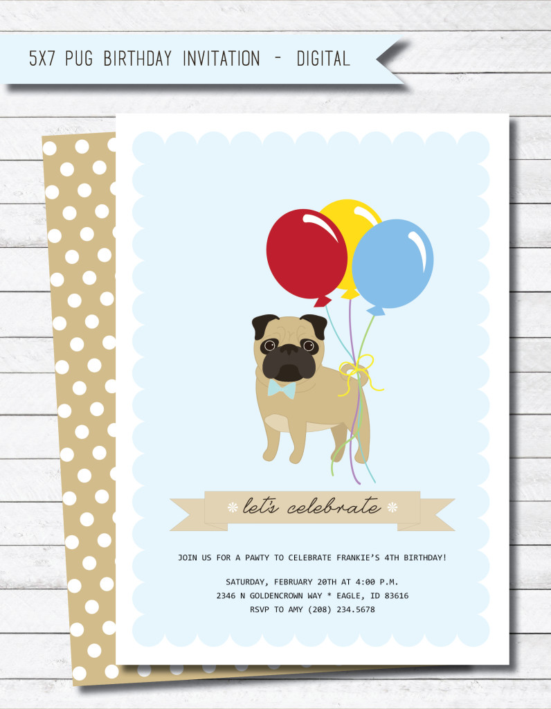 Pug Boy Invitation Sample