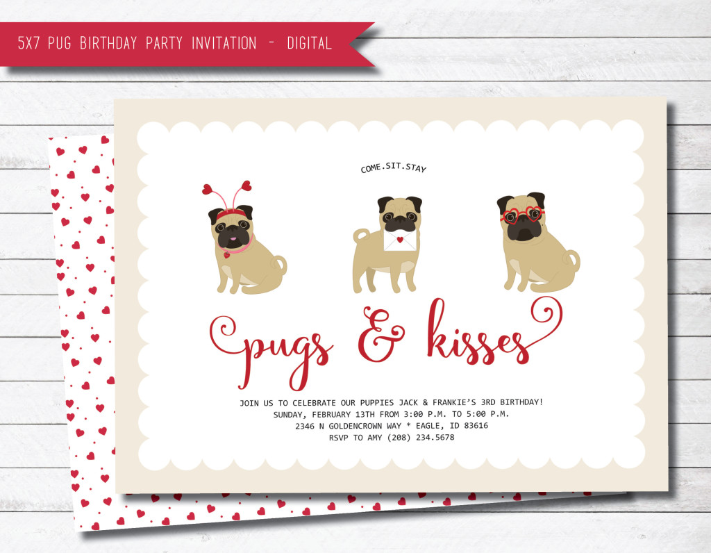 pugs invitation clipart